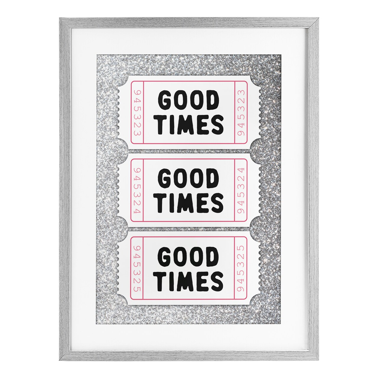 Stupell Industries Good Times Glam Tickets Black Framed Print Under Glass, design by Lettered and Lined